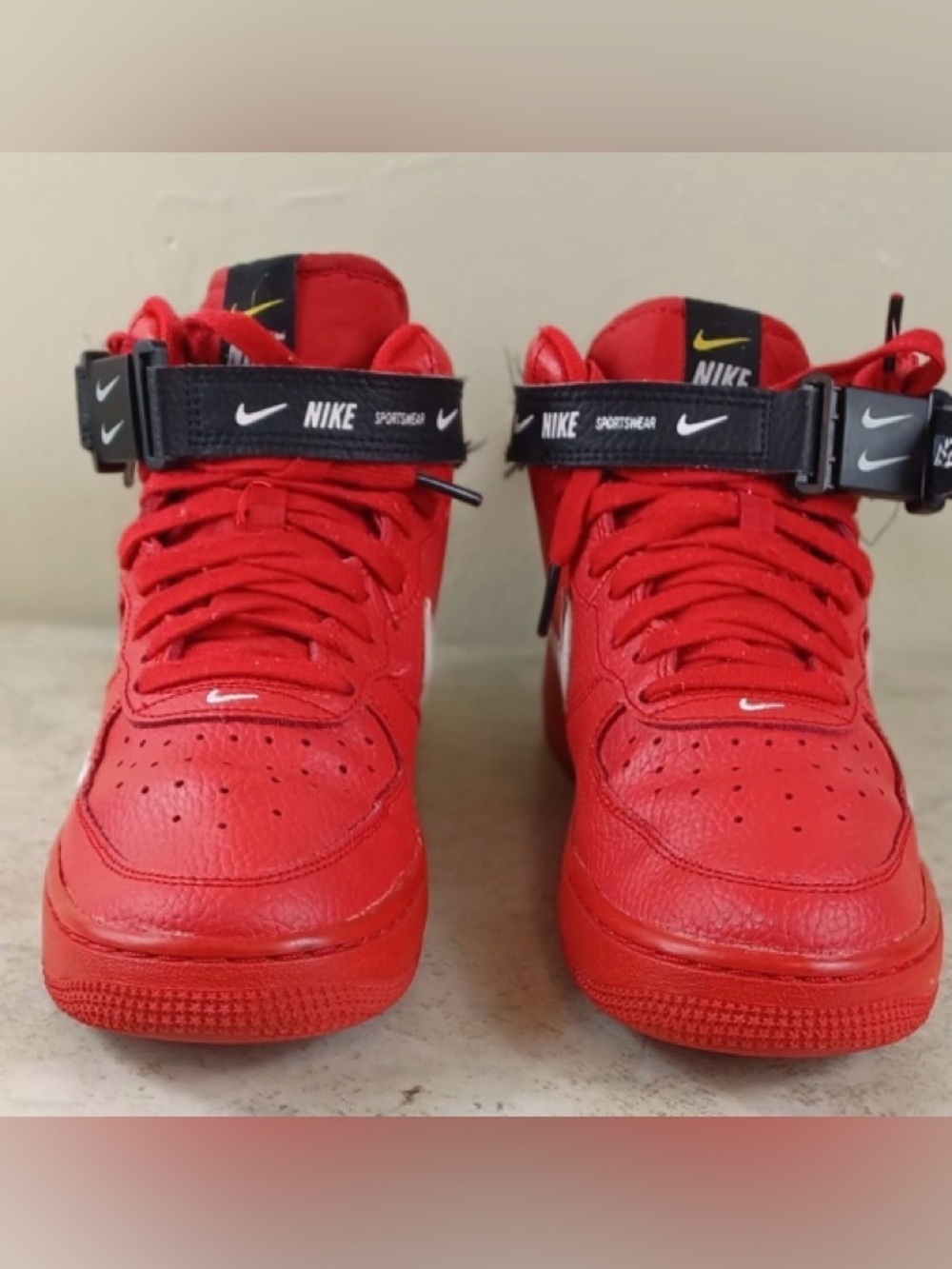Nike Kids Red High-Top Sneakers with Black Strap